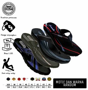 Sendal CARVIL Pria Dewasa ukuran 38 42 Premium MOTIF BIRU HITAM Pasti MURAH DAN AWET