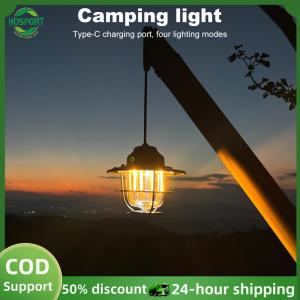 【HOSPORT】LED Outdoor Campsite Lamp USB Charging Retro Decorative Light 1200mAh Camping Hanging Lamp for Camping Hiking Fishing【1-3 days delivery】