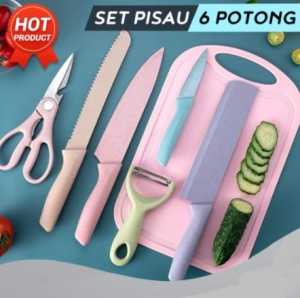 Pisau Dapur Set 6 in 1Kitchen Knife Set Stainless Steel PREMIUM Serbaguna KNJ150