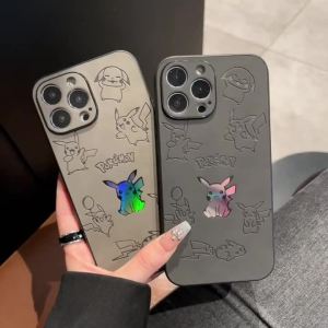 Mewah Pocket Monsters Pokemon Pikachu relief  kulit sarung efon kes untuk iPhone 15 14 13 12 11 Pro Xs Max X Xr Xs 7 8 Puls perlindungan lembut