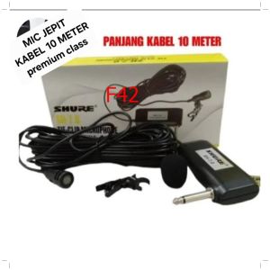 Microphone Lavalier Shure Tie Clip dengan Kabel 10 Meter - Sensitif dan Berkualitas Tinggi