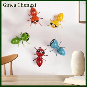 Ginca Kim loại thủ công kiến sân trang trí đầy màu sắc dễ thương côn trùng tường tác phẩm điêu khắc trong nhà và ngoài trời đầy màu sắc nghệ thuật kim loại trang trí