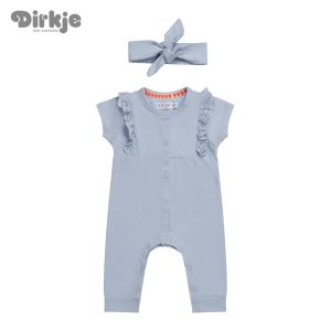 Comfort & Hugs x Dirkje Collection Girls Baby Bodysuit With Light Blue Hairband Summer Cotton Wear