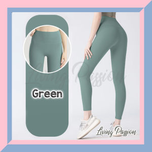 Women Yoga Long Pants Stretchable Legging Plain High Waist Hip Lift Sports Fitness Gym Workout Running Jogging Tight Sportwear NO embarrassing line Smooth Design 瑜伽跑步健身长裤