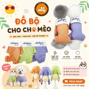 jumsuit (áo liền quần) sọc ngang cổ thủy thủ cho chó mèo - T3 PETS SHOP