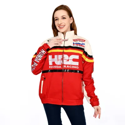Jaket Honda HRC Racing Team Warna Merah Cream Untuk Motor Beat Scoopy Vario PCX