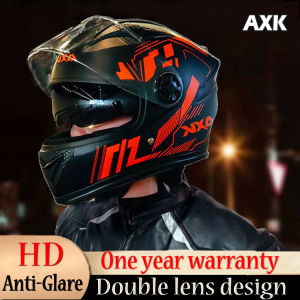 【Fast delivery】AXK Helmet Full Face Dual Visor Motorcycle Full face Helmet Double glass + anti-reflective design Suitable for head circumference 53-63cm Motorcycle Alliance Helmet Road racing helmet Anti-scratch and wind-proof full face helmet