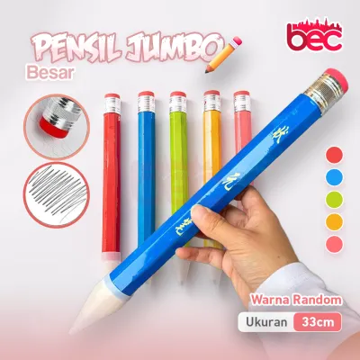 [BEC] Colorful Big Pensil 33cm Pencil Skatsa Besar Jumbo Kayu Pensil Mainan Edukasi Anak Alat Tulis | Pensil Jumbo Besar Mainan Pencil Pensil Jumbo Hiasan Photo Kado Alat Tulis Anak-anak