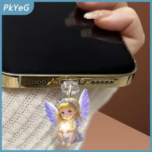 PkYeG 2Pcs DIY Phụ Kiện Cho Điện Thoại Type-C Giao Diện Bụi Cắm Treo Trang Trí 2D Phẳng Acrylic Thiên Thần Cổ Tích Mèo Điện Thoại Bụi Cắm