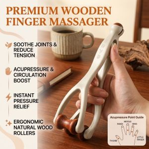 Wooden Finger Massager Stress Relief Hand Massage Tool Relaxation Pain Relief Health Care Accessory