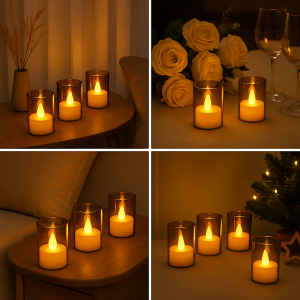 Battery Operated LED Tea Light Candle 4cm x 6cm – Warm White Fairy Lamp Teacup Shape with Battery Included
