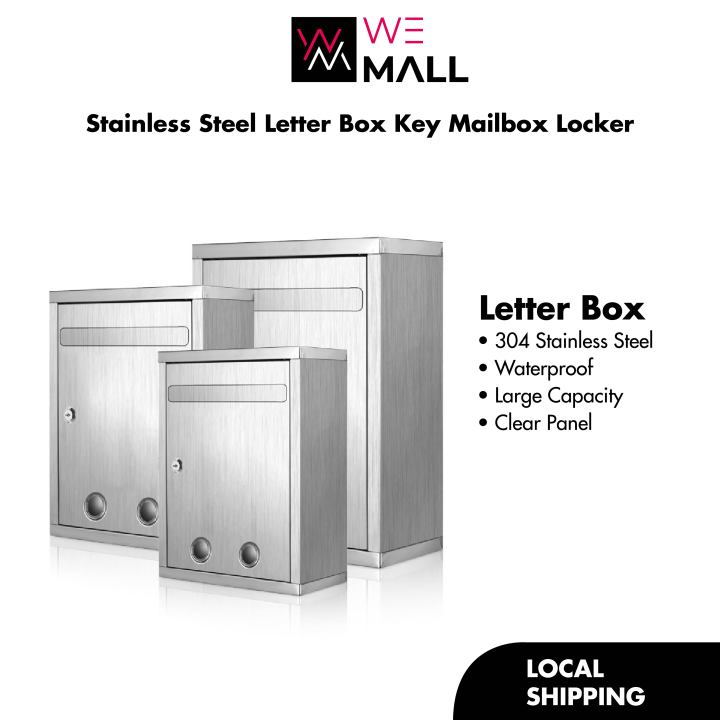 Stainless Steel Letter Box Key Mailbox Locker Outdoor Waterproof Box