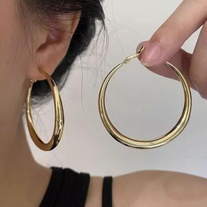 1 Pair Exaggerated Big Droplet Round Hoop Earrings for Women Fashion Ear Circle Jewelry Gold Silver Piercing Earring