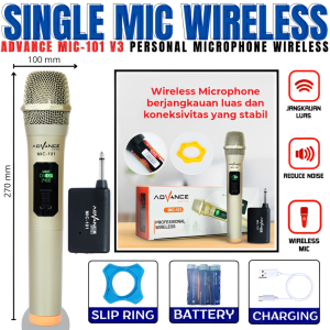 Advance Mic-101 V3 Personal Microphone Wireless | Wireless Karaoke Bisa Dicharger Oleh Type-C Mikrofon Profesional Microphone - Vas