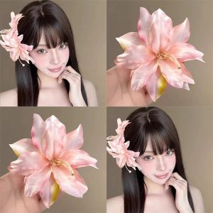 Simulation Lily Flower Hair Clip Sweet Girl Travel Photo Duck Mouth Clip Hair Accessories Vacation
