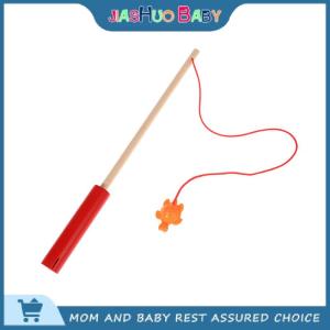 JiaShuo Baby Toy Baby Magnetic Fishing Toy Childrens Fishing Rod Extended Wooden Fishing Rod Built-in Strong Magnetic Hook Fishing