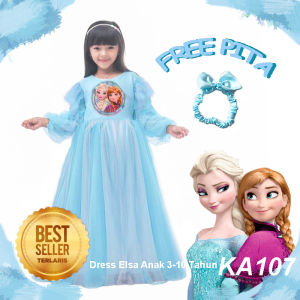 Dress Elsa Frozen Anak 10 Tahun Import SET AKSESORIS Mahkota Dress Anak Import Anna Elsa Terbaru Mewah Baju Custome Karakter Elsa Frozen KA107
