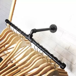【Quality assurance】Removable single rod stainless steel hanger can be installed 184cm Black