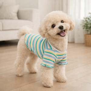 DGFDF Striped Design Pet Long Sleeve Shirt Rainbow Stretchable Dog Elastic Bottoming Fashion Breathable Dogs T-shirt Daily Wear