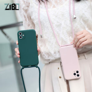 เคสโทรศัพท์มีสายคล้องซิลิโคนเหลวของแท้สำหรับ iPhone 16 Pro Max 11 12 13 14 15 Pro Max 16 Plus สายคล้องเคสป้องกัน