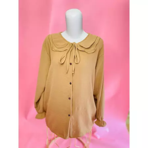 Kemeja Blouse Wanita Katun Rayon Tangan Panjang Salur Premium Jumbo LD 120 Motif Stripe Garis Garis