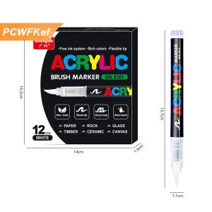【PCWFKef】 Trực Tiếp Chất Lỏng Acrylic Đánh Dấu Bút Sơn Bàn Chải Bút Sơn Đá Gốm Glas Gỗ Vải Làm Vẽ Graffiti Màu Bút