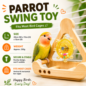 Interactive Swing & Spinner Toy for Birds. Spin rotating fun keeps them engaged. Swing gently swings for active playtime. Play comfortable perch for rest and exploration.