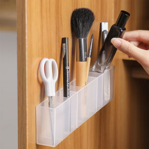 3Grids Wall Mounted Organizer Mirror Cabinet Self-adhesive Small Objects Storage Box Eyebrow Pencil Lipstick Lip Glaze Organizer
