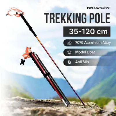 Tongkat gunung Aluminium Alloy 120cm Taffsport - Trekking Pole Lipat Ultralight - Tongkang Hiking Lipat