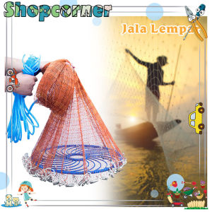 240/360/540cm Jala Lempar Penangkap Ikan/Jaring Ikan /Fishing Cast Net with Flying Disc & Real Steel Sinkers
