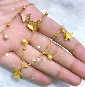 Gelang Asli Titanium Murah Anti Karat Bisa COD Gelang Rantai Kupu-kupu Aksesoris gelang Fashion Jewelry Gold Rosegold Stainless Steel Premium
