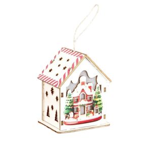 GAOSU Mini Christmas LED Light Wooden House Colorful Decorative Wooden Luminous Huts Creative Cute Luminous Cabin Home Decor