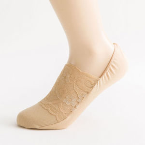 1Pair Women Breathable Lace Mesh Invisible Socks Spring Summer Thin Soft Comfortable  Anti Slip Cotton Casual Socks