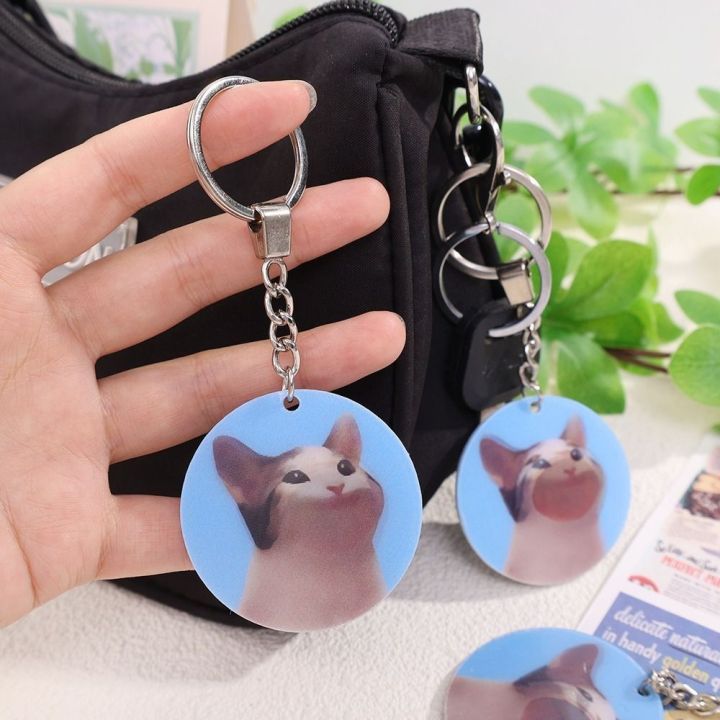 COOLCAR Acrylic Grating Pop Cat Keychain Exquisite Badge Cat Meme ...