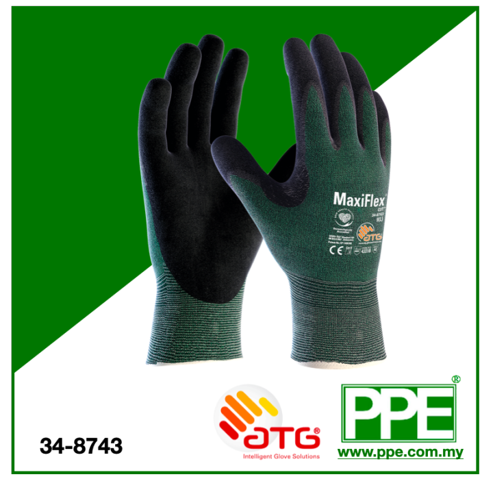 Maxiflex Gloves Medium MaxiFlex 34-8743 Nitrile Coated Work Gloves
