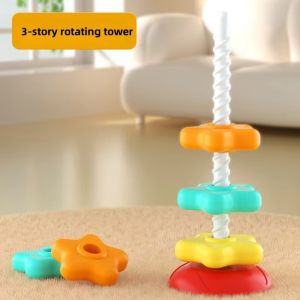 BANZU Hình vuông không đều THÁP CẦU VỒNG xoay THÁP CẦU VỒNG Đồ chơi Montessori Đồ chơi bu lông vít xoay Đồ chơi học tập cho trẻ em Giáo Dục Sớm THÁP CẦU VỒNG xếp chồng Gitfs sinh nhật