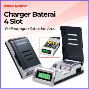 PENGIRIMAN CEPAT Taffware Charger Baterai Smart Battery Charger LCD 4 Slot C905W / charger batu baterai abc aa aaa senter / cas baterai aa aaa 4 slot