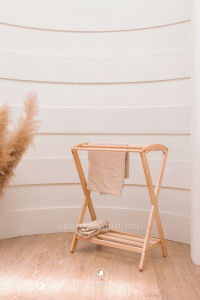 cobrown ราวแขวนผ้า ราวตากผ้า รูปตัว X ราวไม้ยางพารา