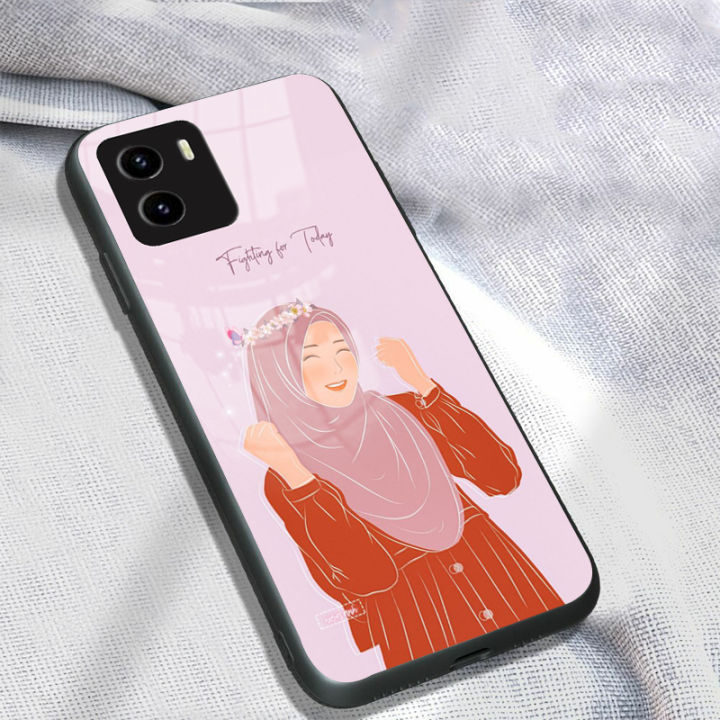 Softcase Kaca Model Motif Muslimah for Vivo Y15s 2021 Terbaru