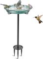Bird Baths for Outdoors, Detachable Birdbaths for The Garden Clearance, Freestanding Bird Baths for Outdoors Heavy Duty, Bird Bath Bowl Spa & Birdfeeder with Metal Stake Stand (Brown). 