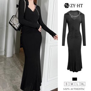 ZY.HT(Giải phóng mặt bằng Sử dụng phiếu giảm giá)Váy bó sát Váy gợi cảm Váy Hàn Quốc Váy cưới Váy nữ Váy đen Váy dệt kim EraVogue 10034
