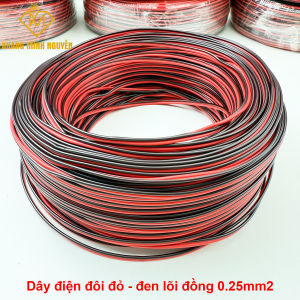 Cuộn 100m dây đôi 2 màu đỏ đen chuyên dùng cho đèn led bảng hiệu mạch điện tử