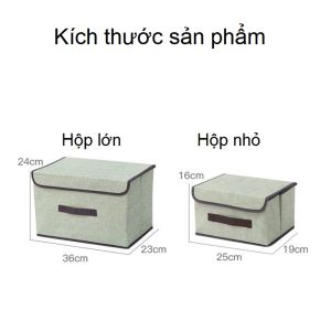Set 2 Hộp Vải Đựng Đồ ANHOME Hộp Đựng Quần Áo Đồ Lót Ga Giường Có Thể Gấp Gọn Đa Năng Có Nắp Đậy