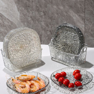 9Pcs Plastic Household Bone Spitting Table Garbage Bone Plate Small Dish Plate with Fruit Snacks Dried Fruit Snack Plate Glacier Patterned Dish Set Bone Plate