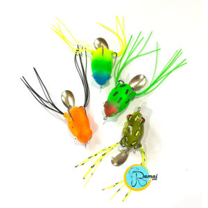 Umpan Pancing kodok soft bait Casting gabus dengan Spiner dan ekor bahan karet 3cm berat 4gr