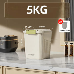 5/10KG Rice Storage Sealed Cereal Dispenser with Buckle Waterproof Insect Proof GrainFood Container Kitchen Organizer