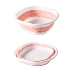 SJJL Hangable Collapsible Foot Bath Basin Space-saving Lightweight Laundry Washbasin Portable Small Plastic Wash Tub for Bathroom Kitchen Camping Travel