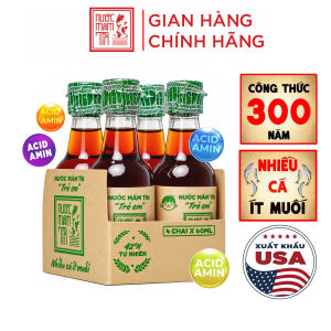 [Lốc 4 chai 60ML] Nước Mắm Tĩn Cá Cơm Than Cho Bé Ăn Dặm Độ Đạm 42N 60ml/chai thuỷ tinh