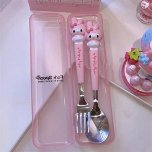 Sanrio Tableware Set Stainless Tableware Student Fork Spoon Set Childrens Tableware Lunch Cutlery