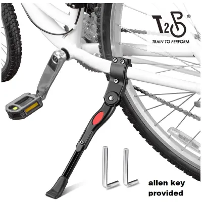 T2P Bicycle Kickstand Kick Stand Bike Side Stand Alloy Adjustable Side Kick Stand Rear Mount Support